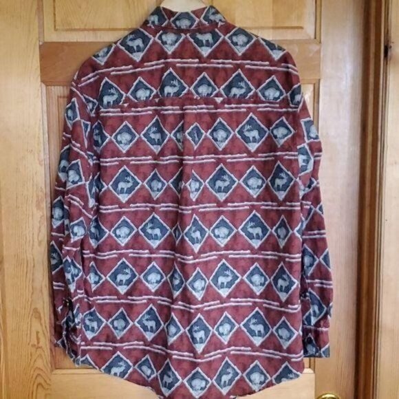 Woolrich Big Game Outdoor Graphics Long Sleeve Casual Button Down‎ Sz. L Shirt - Picture 6 of 11